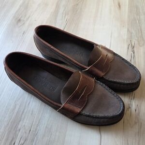 Women's Sebago Brown Leather Loafers Driving Shoes 7 Made In USA